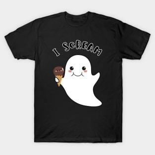 I scream - Cute kawaii halloween ghost with an ice-cream cone T-Shirt